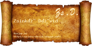 Zsinkó Dávid névjegykártya